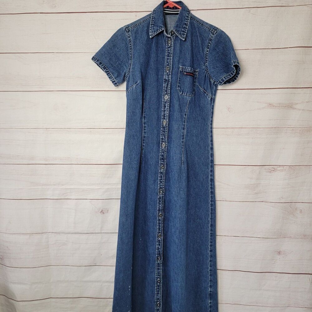 DKNY Blue Denim Maxi Shirt Dress